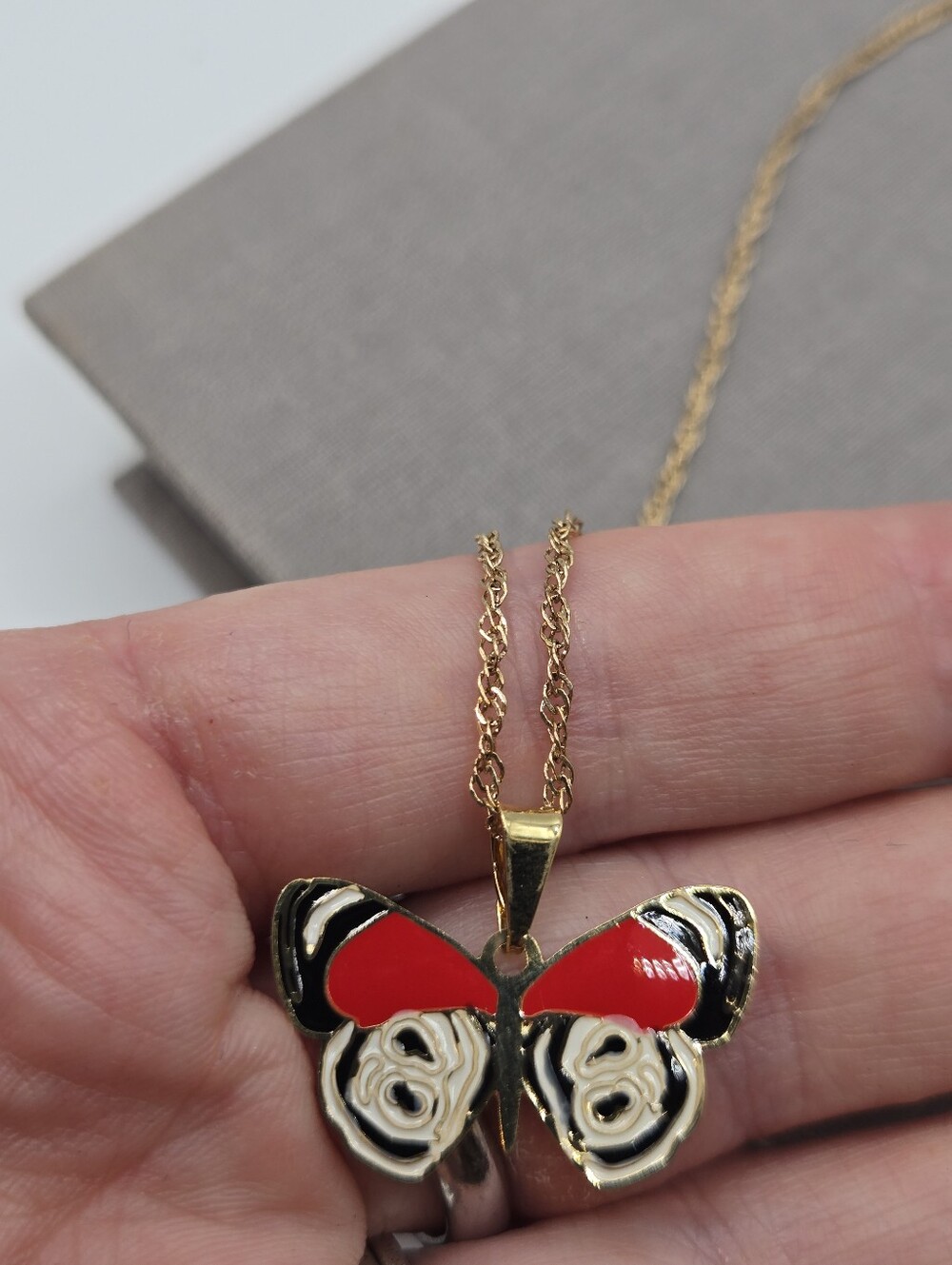 Gold Butterfly Moth Necklace Fairy Botanical Whimsigoth 19" Pretty Goth Emo - Picture 4 of 7